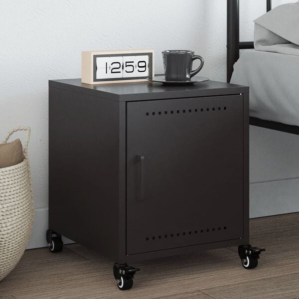 vidaXL Κομοδίνο Μαύρο 36x39x43,5 εκ. από Χάλυβα