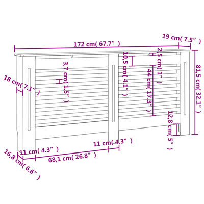 vidaXL Κάλυμμα Καλοριφέρ Λευκό 172 x 19 x 81,5 εκ. από MDF