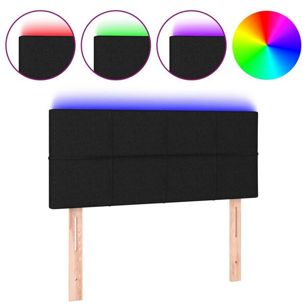 vidaXL Κεφαλάρι Κρεβατιού LED Μαύρο 80 x 5 x 78/88 εκ. Υφασμάτινο
