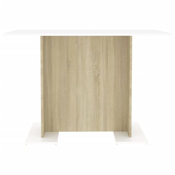vidaXL Τραπεζαρία Λευκή / Sonoma Δρυς 110x60x75 εκ. από Μοριοσανίδα