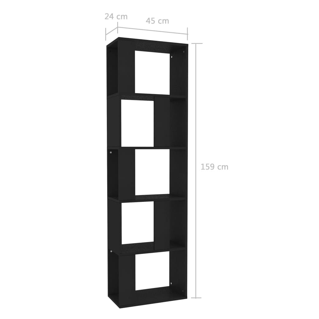 vidaXL Βιβλιοθήκη/Διαχωριστικό Χώρου Μαύρη 45x24x159 εκ. Επεξ. Ξύλο