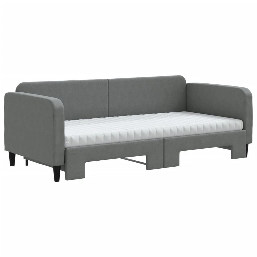 vidaXL Καναπές Κρεβάτι Συρόμενος Σκούρο γκρι 90x190 εκ Ύφασμα Στρώματα