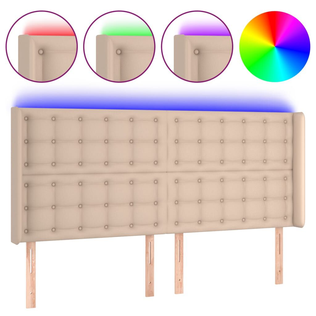 vidaXL Κεφαλάρι Κρεβατιού LED Καπουτσίνο 183x16x118/128 εκ
