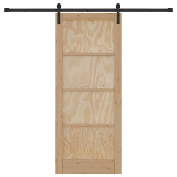 vidaXL Συρόμενη Πόρτα Φυσικό και μαύρο 83 x 202 εκ.