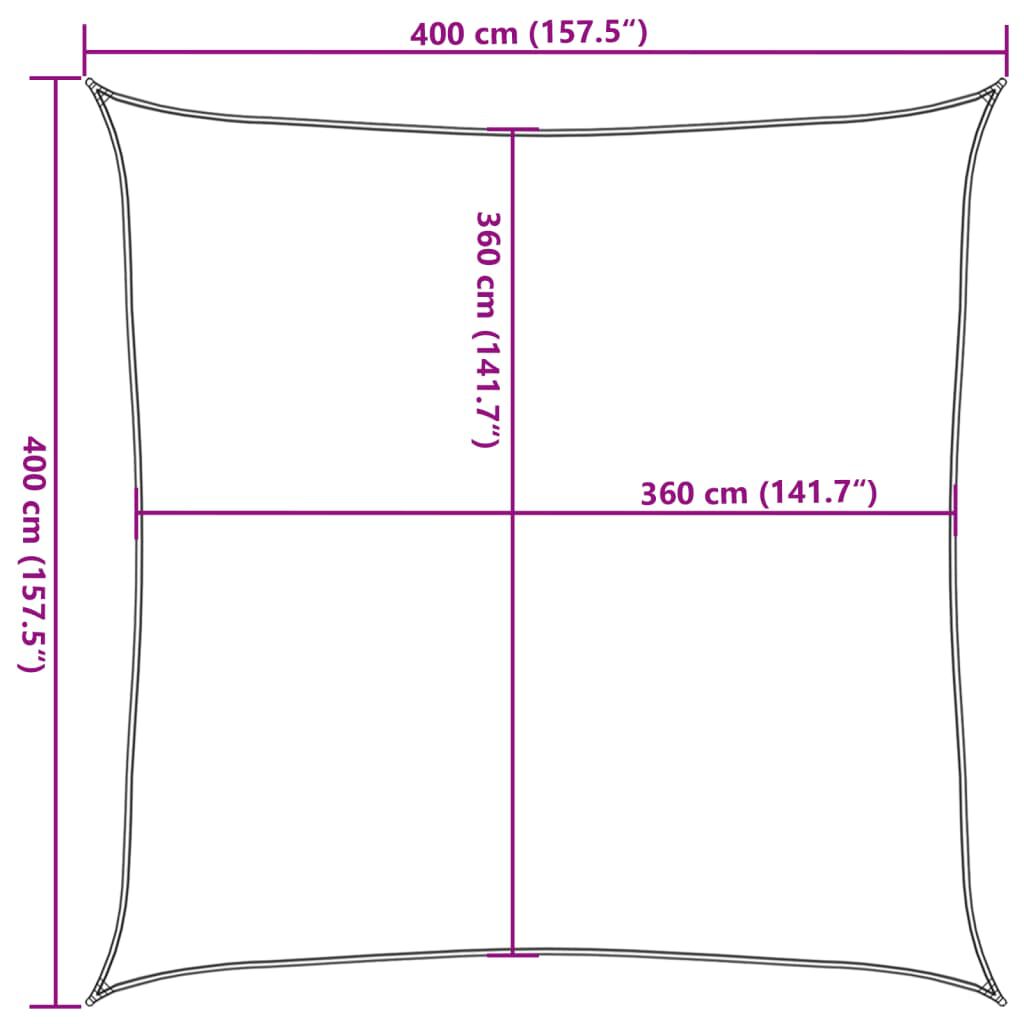 vidaXL Πανί Σκίασης Λευκό 4 x 4 μ. από HDPE 160 γρ./μ²