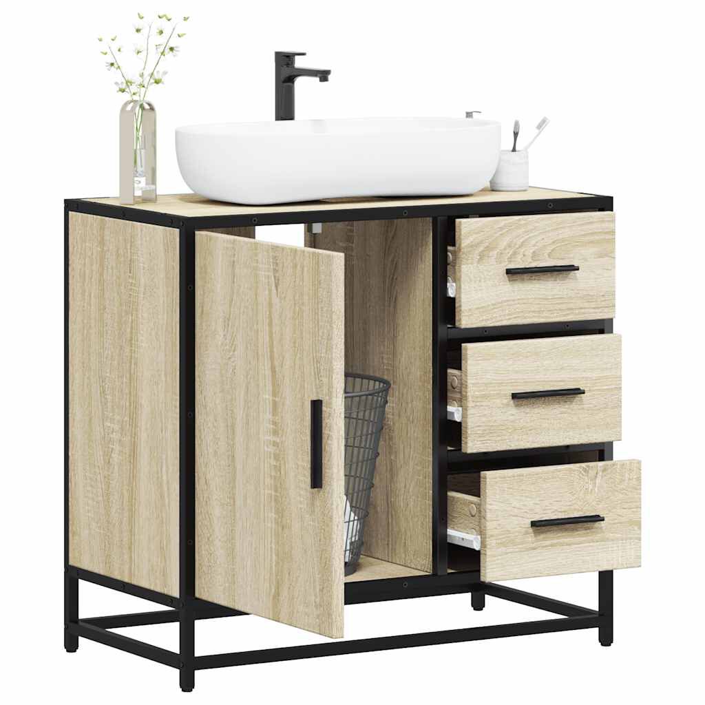 vidaXL Ντουλάπι Νιπτήρα Μπάνιου Sonoma Δρυς 65x33x60 εκ. Επεξ. Ξύλο