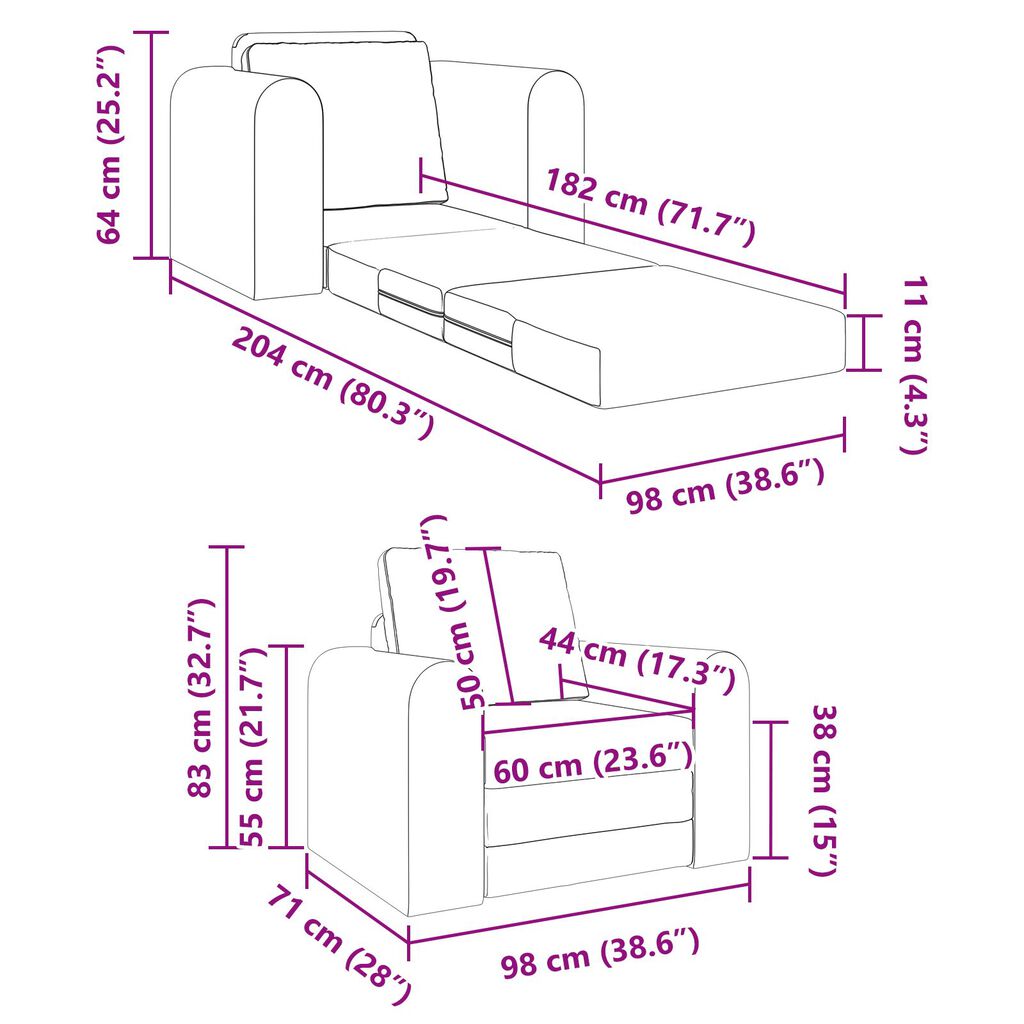 vidaXL Καναπές Κρεβάτι 2 σε 1 Σκούρος Γκρι 98x71x83 εκ. Ύφασμα