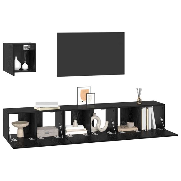 vidaXL Σετ TV Άλλο με αποθήκευση με πόρτα 4 pcs Μαύρη Δρυς 60 x 30 x 30 cm