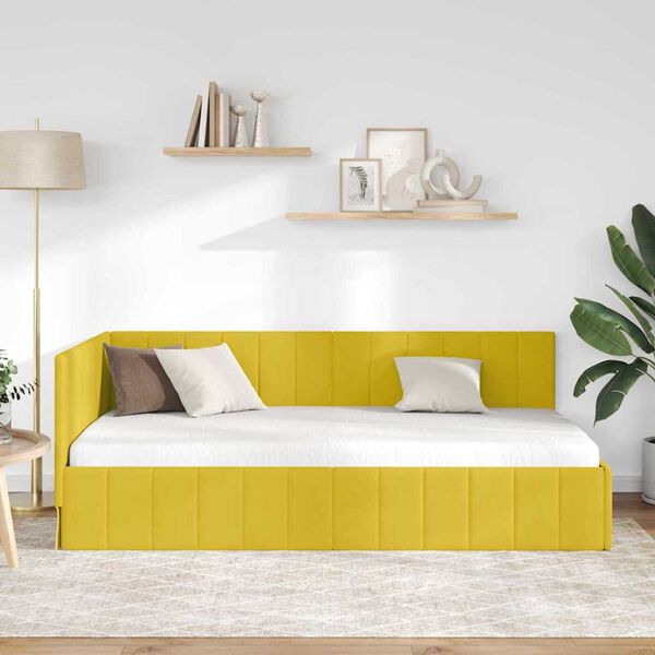 vidaXL Κρεβάτι Γωνίας με κεφαλάρι Κίτρινο 100 x 200 cm Βελούδο