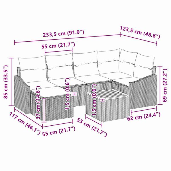 vidaXL Σετ Καναπέ Κήπου 7 pcs μπεζ και ανοιχτό γκρι