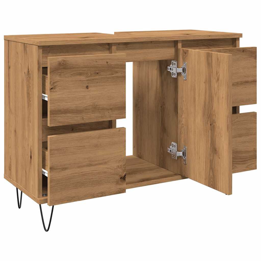 vidaXL Ντουλάπι μπάνιου Δρυς τεχνίτης 80x33x60 cm Κατασκευασμένο ξύλο