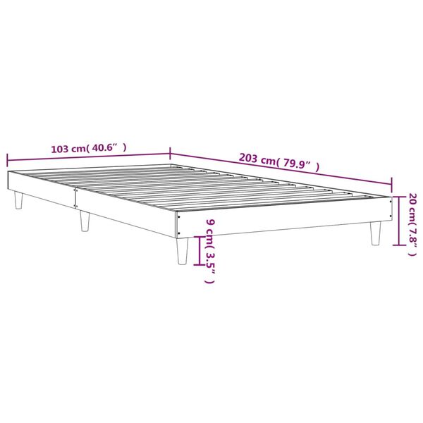 vidaXL Πλαίσιο Κρεβατιού Καφέ Δρυς 100x200 εκ. Επεξεργασμένο Ξύλο