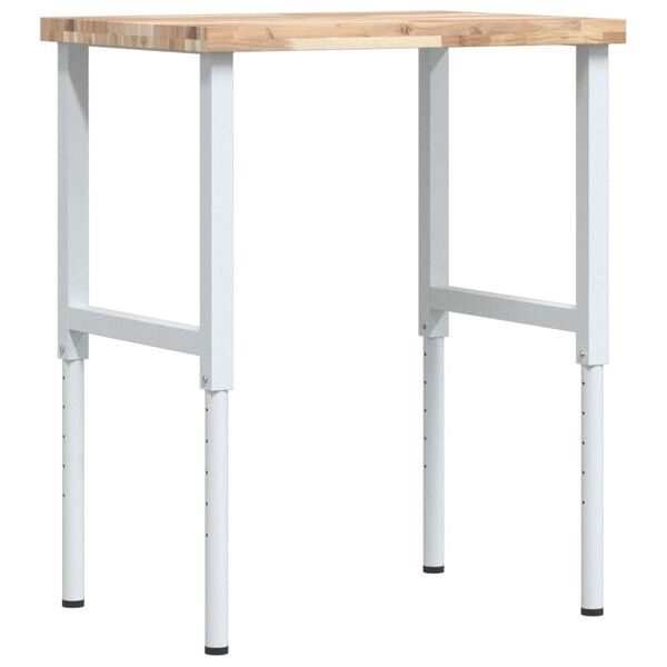 vidaXL Πάγκος Εργασίας Ορθογώνιος 80x60x(73-99,5)εκ Μασίφ Ξύλο Ακακίας