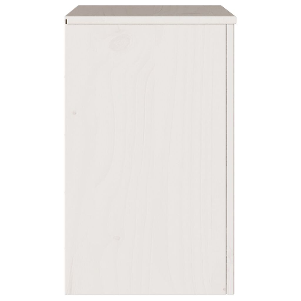 vidaXL Κομοδίνο με συρτάρι Λευκό 45 x 35 x 56 εκ. Μασίφ ξύλο πεύκου