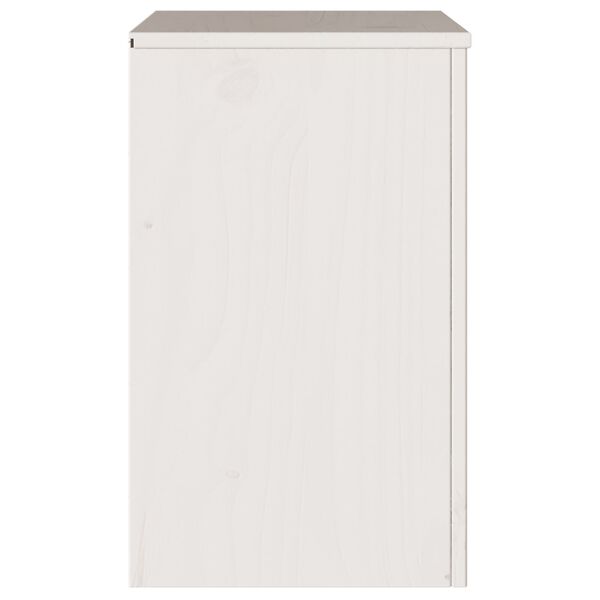 vidaXL Κομοδίνο με συρτάρι Λευκό 45 x 35 x 56 εκ. Μασίφ ξύλο πεύκου