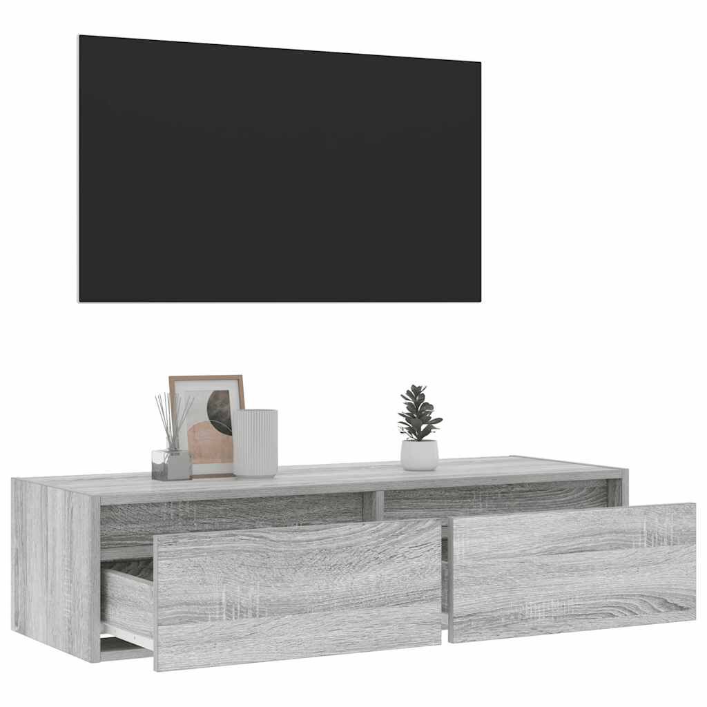 vidaXL Έπιπλο Τηλεόρασης με LED Γκρι Sonoma 100X35,5x25 εκ.