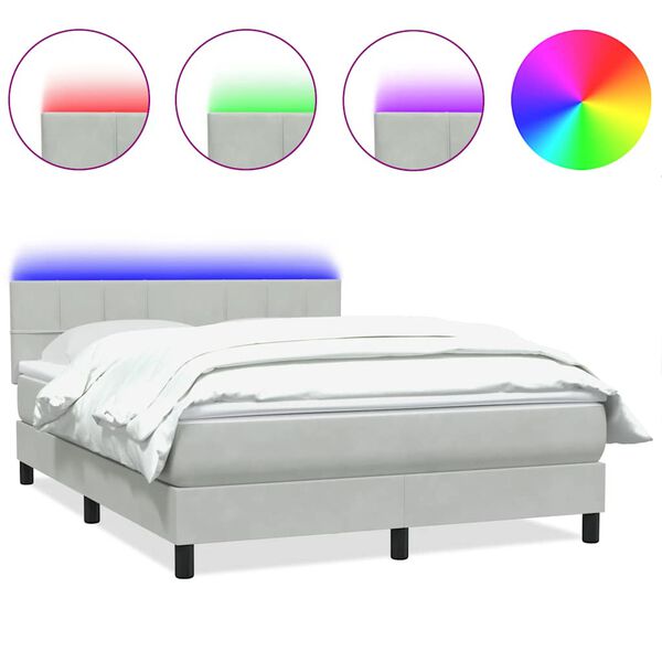 vidaXL &Kappa;&rho;&epsilon;&beta;ά&tau;&iota; Boxspring &mu;&epsilon; &Sigma;&tau;&rho;ώ&mu;&alpha; & LED &Alpha;&nu;&omicron;&iota;&chi;&tau;ό &Gamma;&kappa;&rho;&iota; 160x220 &epsilon;&kappa;. &Beta;&epsilon;&lambda;&omicron;ύ&delta;&iota;&nu;&omicron;