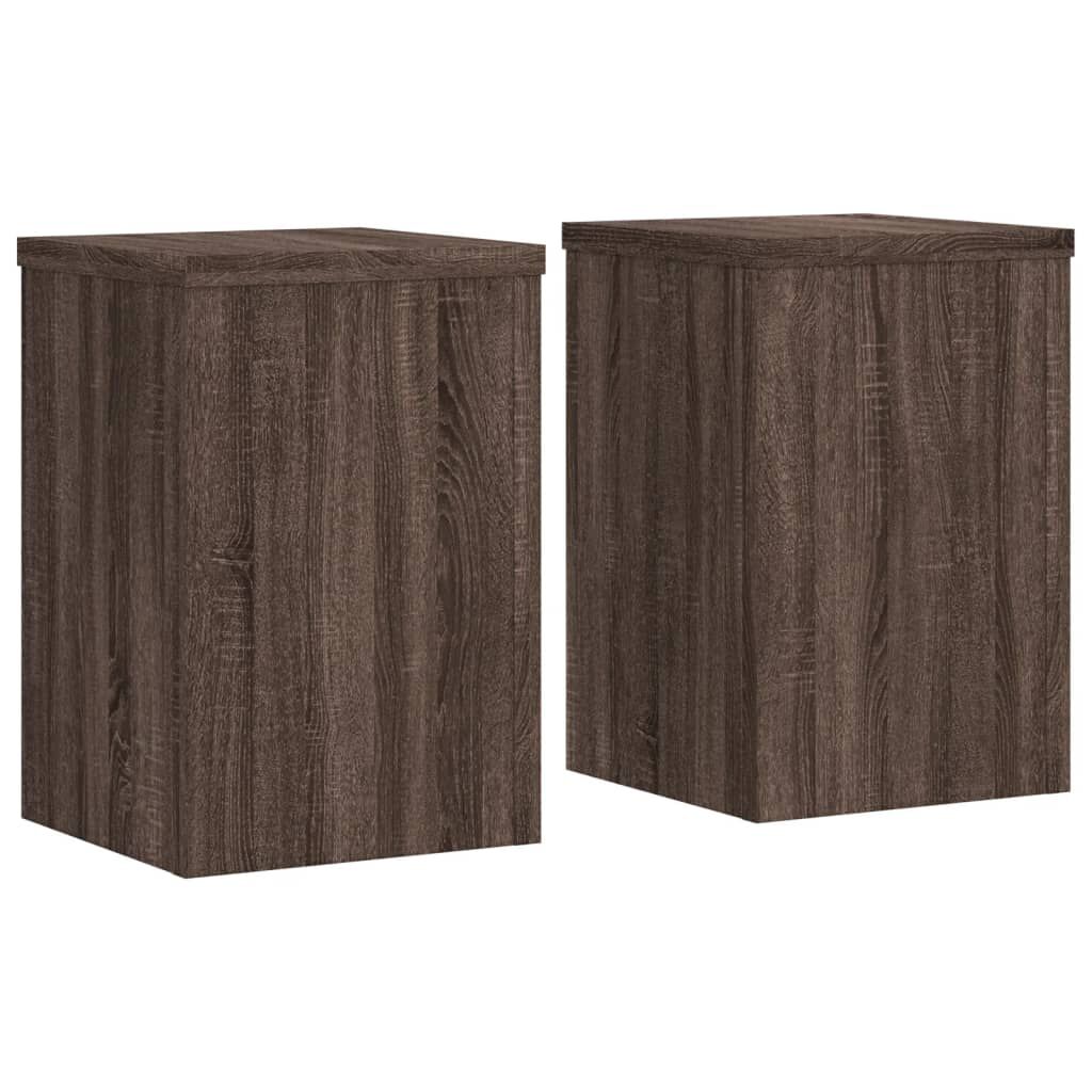 vidaXL Βάσεις Φυτών 2 Τεμ. Καφέ Δρυς 25x25x35 εκ. Επεξεργασμένο Ξύλο