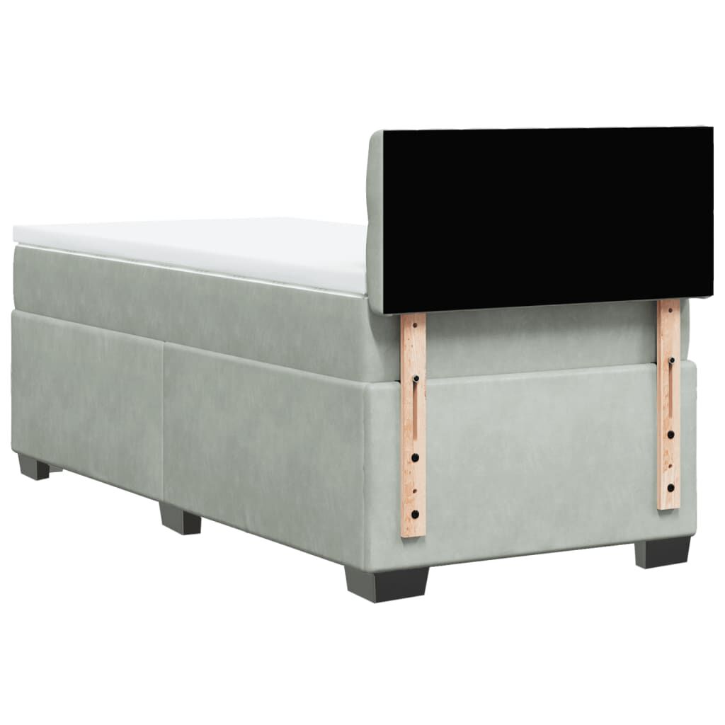 vidaXL Κρεβάτι Boxspring με Στρώμα Ανοιχτό Γκρι 100x200 εκ. Βελούδινο