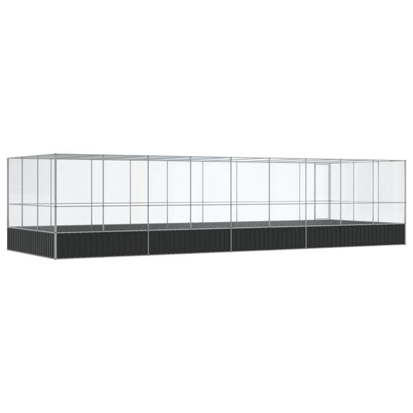 vidaXL Κλουβί με Επέκταση Ασημένιο 932x307x212 εκ. Ατσάλινο