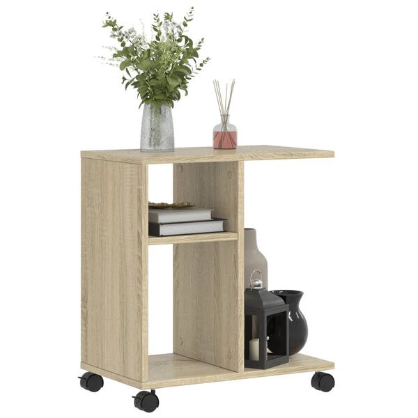 vidaXL Βοηθητικό Τραπέζι με Ρόδες Sonoma Δρυς 50x30x55 εκ. Επεξ. Ξύλο