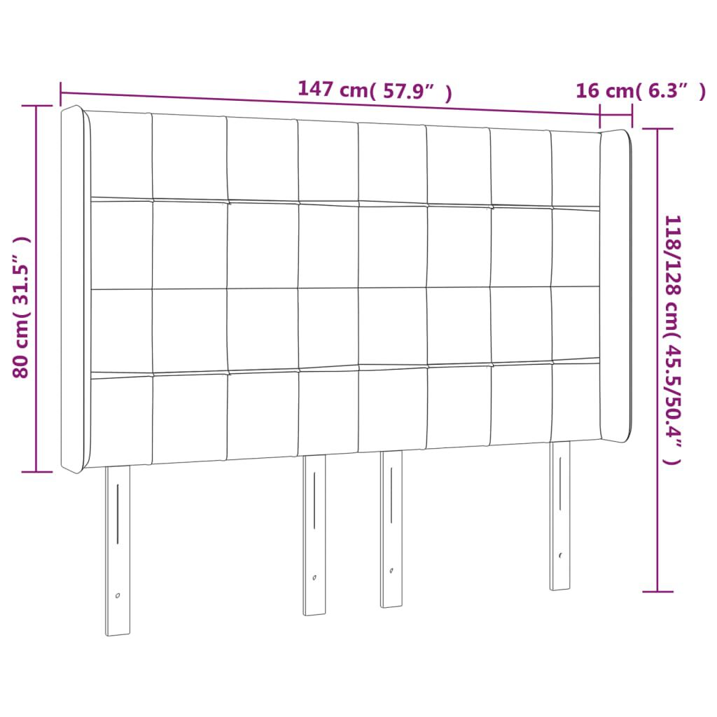 vidaXL Κεφαλάρι με Πτερύγια Taupe 147x16x118/128 εκ. Υφασμάτινο