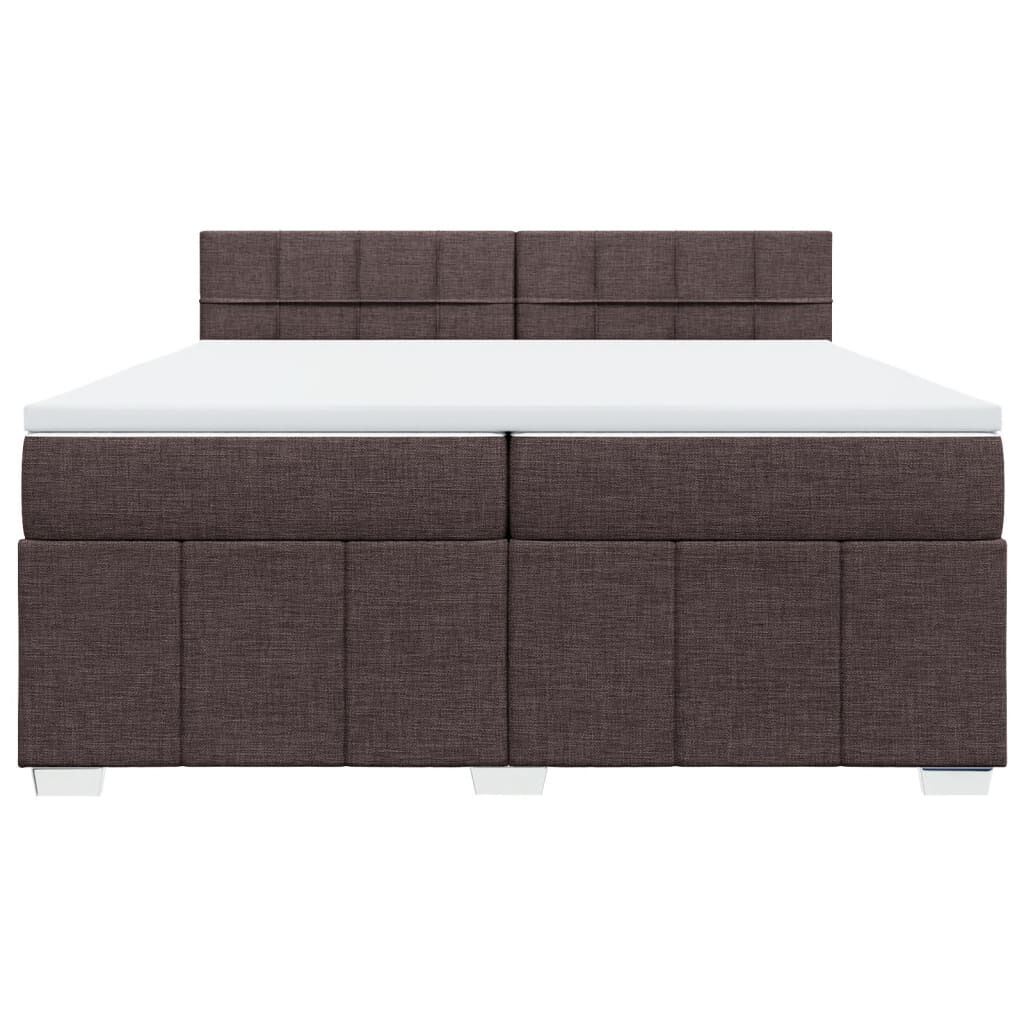 vidaXL Κρεβάτι Boxspring με Στρώμα Σκούρο Καφέ 200x200 εκ. Υφασμάτινο