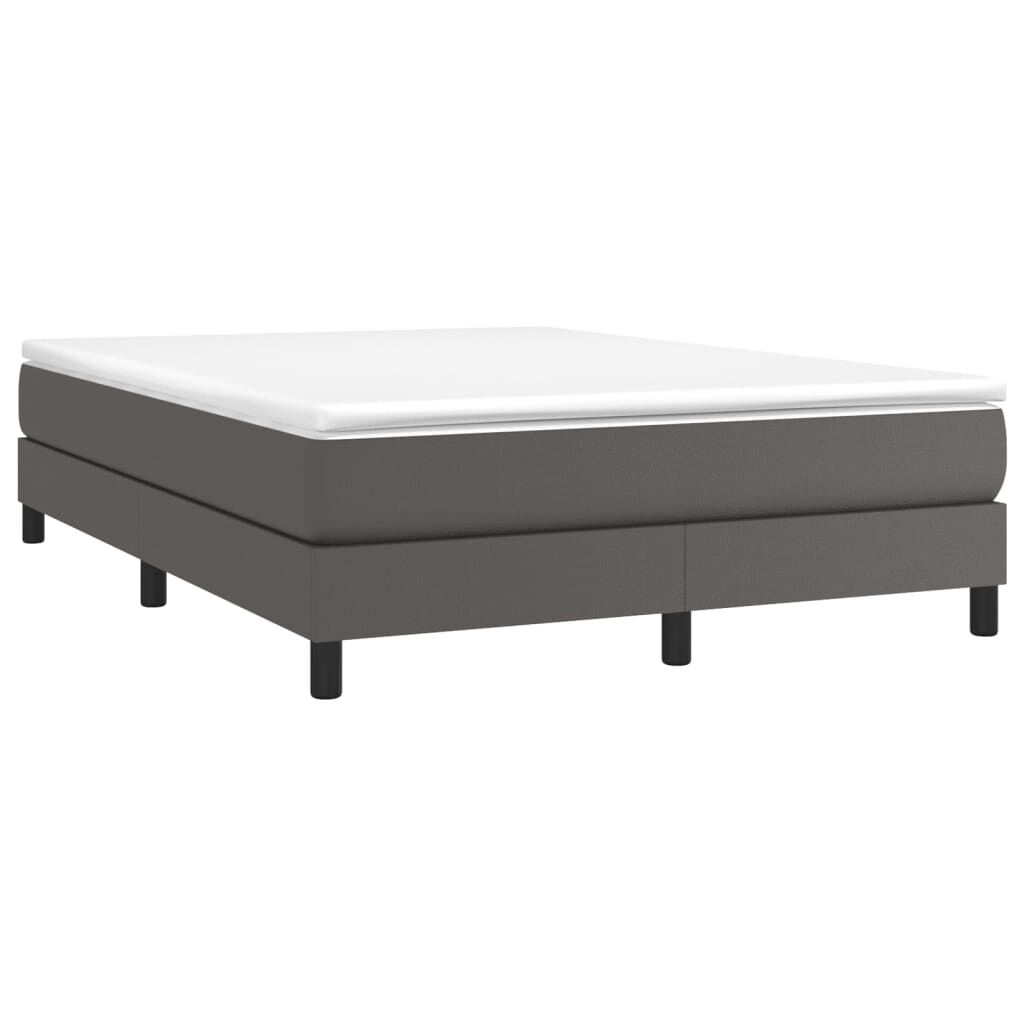 vidaXL Κρεβάτι Boxspring με Στρώμα Γκρι 140x200εκ. από Συνθετικό Δέρμα