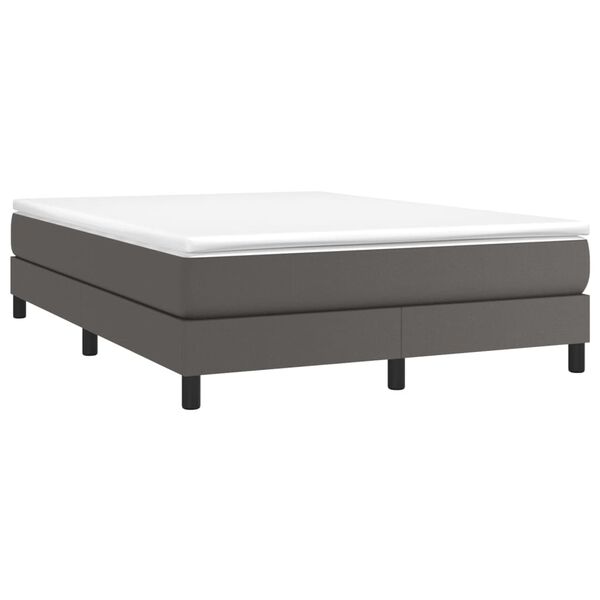 vidaXL Κρεβάτι Boxspring με Στρώμα Γκρι 140x200εκ. από Συνθετικό Δέρμα