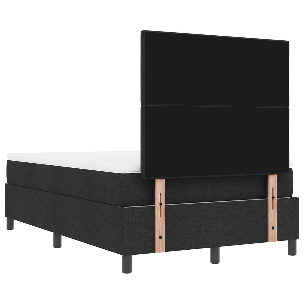 vidaXL Κρεβάτι Box Spring με Στρώμα & Παγκάκι Μαύρο 120x200 εκ Ύφασμα