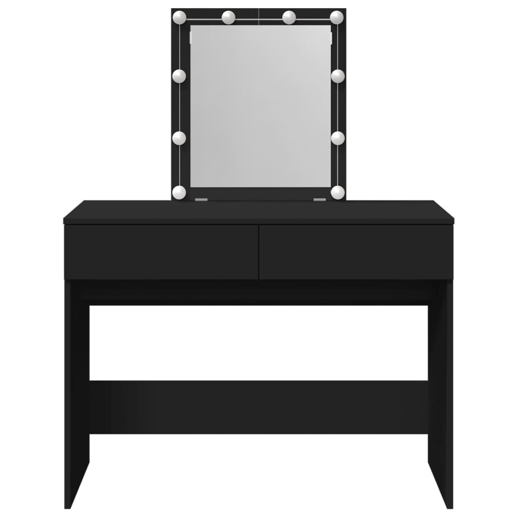 vidaXL Μπουντουάρ με LED Μαύρο 100x40x130 εκ.