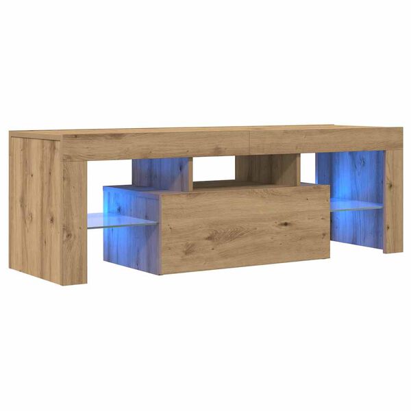 vidaXL Έπιπλο Τηλεόρασης με LED Αρτισιανή Δρυς 120x36,5x40εκ Επεξ.Ξύλο
