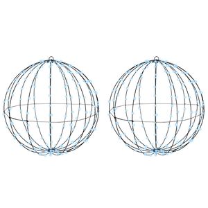 vidaXL Μπάλα με 384 LED 2 pcs Ψυχρό λευκό 60 cm Μέταλλο