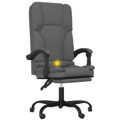 vidaXL Καρέκλα Γραφείου Μασάζ Ανακλινόμενη Σκούρο Γκρι Υφασμάτινη