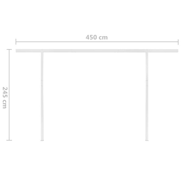 vidaXL Τέντα Συρόμενη Χειροκίνητη με LED Κίτρινο / Λευκό 4 x 3 μ.