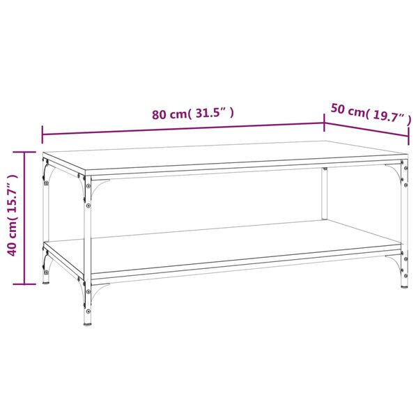 vidaXL Τραπεζάκι Σαλονιού Καπνιστή Δρυς 80x50x40 εκ. Επεξεργασμ. Ξύλο