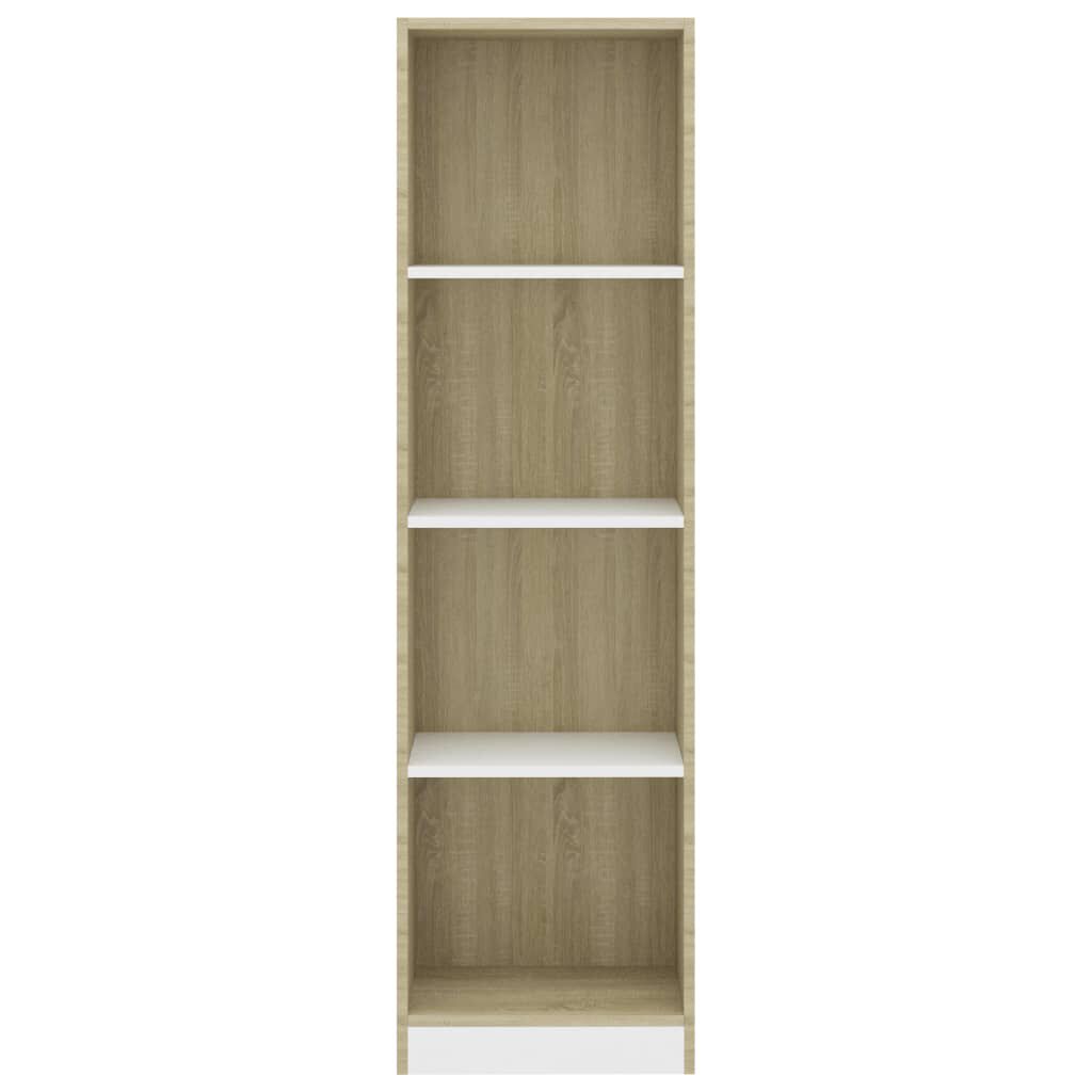 vidaXL Βιβλιοθήκη με 4 Ράφια Λευκό/Sonoma 40x24x142 εκ. Επεξ. Ξύλο