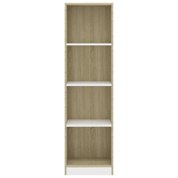 vidaXL Βιβλιοθήκη με 4 Ράφια Λευκό/Sonoma 40x24x142 εκ. Επεξ. Ξύλο
