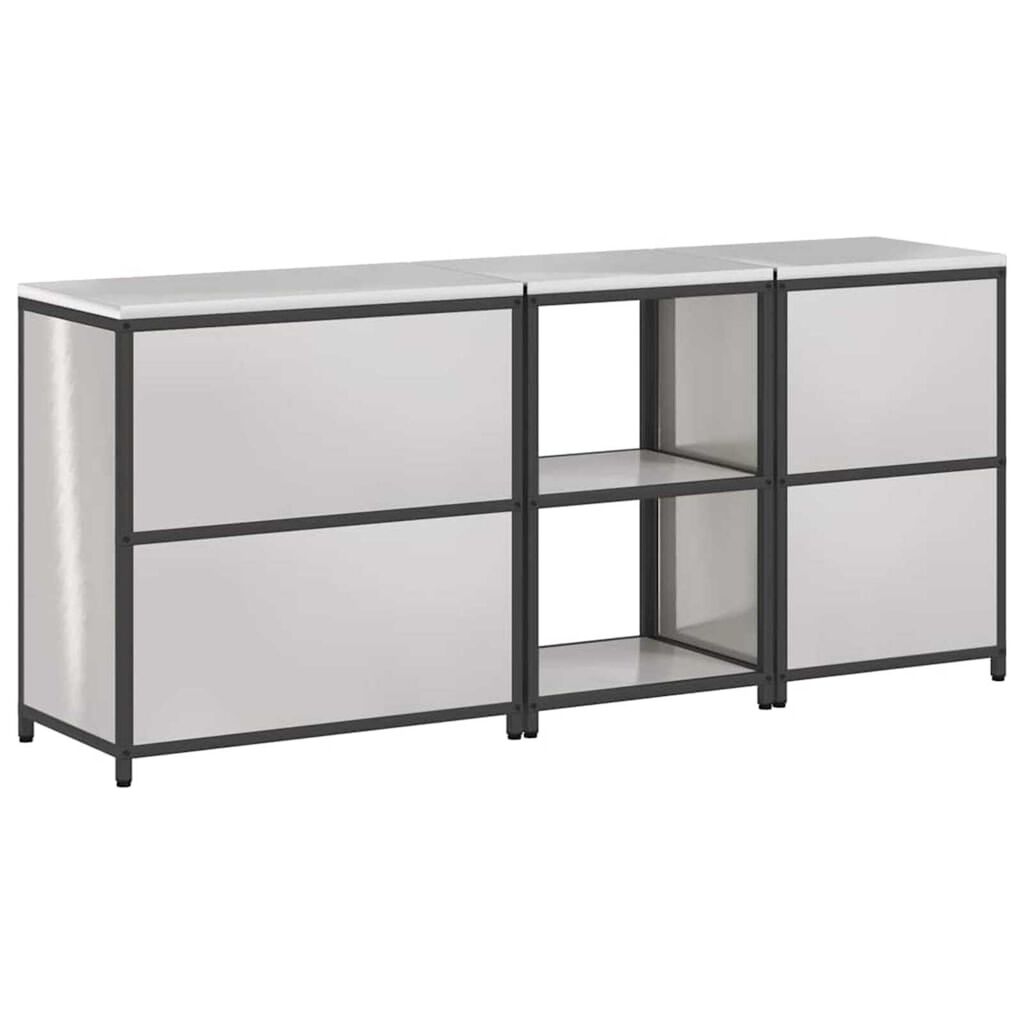 vidaXL Σετ Αποθήκευσης Κουζίνας με ράφι 3 pcs Ασημί 210 x 50 x 92 εκ