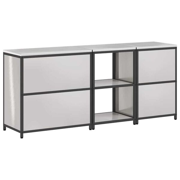 vidaXL Σετ Αποθήκευσης Κουζίνας με ράφι 3 pcs Ασημί 210 x 50 x 92 εκ