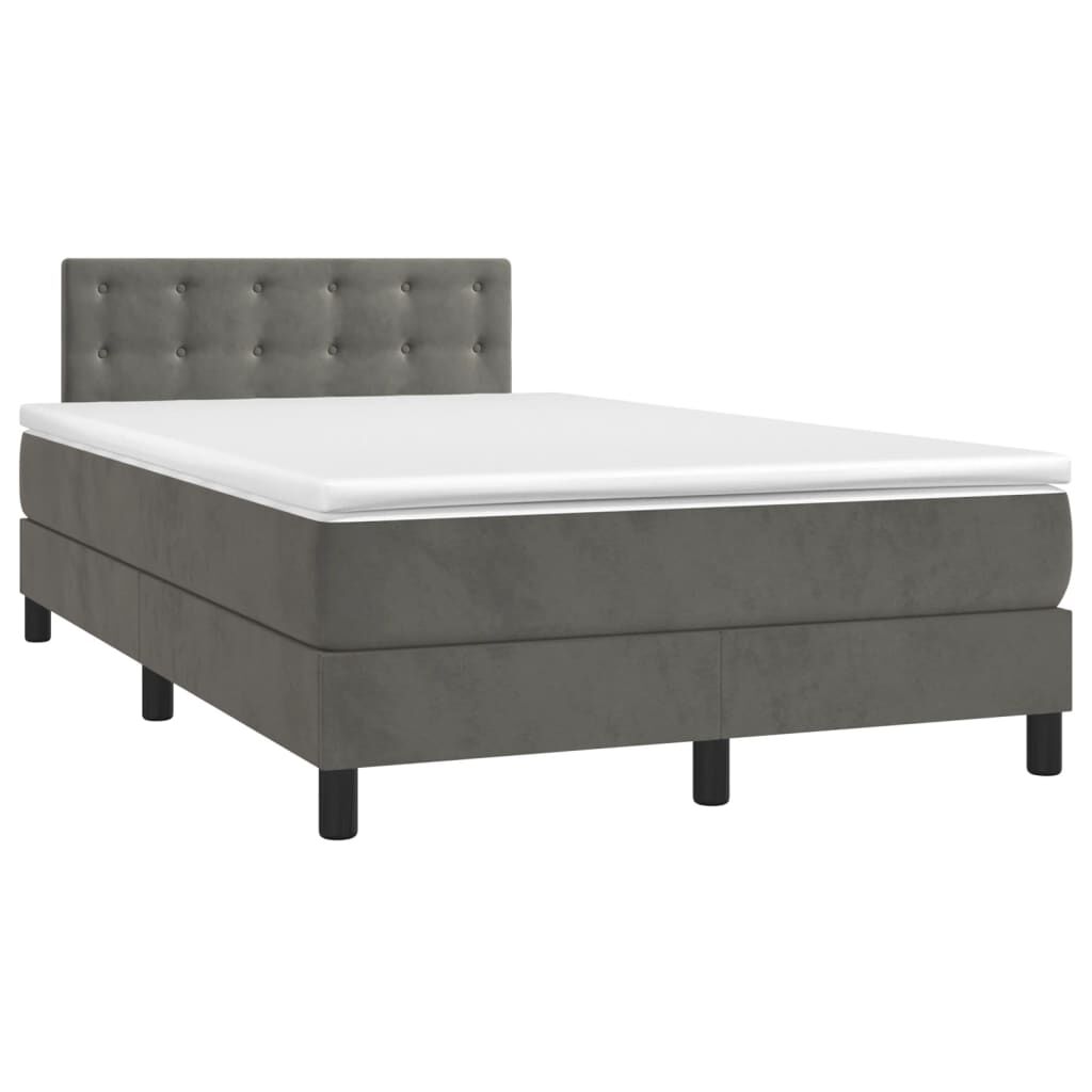 vidaXL Κρεβάτι Boxspring με Στρώμα Σκούρο Γκρι 120x190 εκ. Βελούδινο