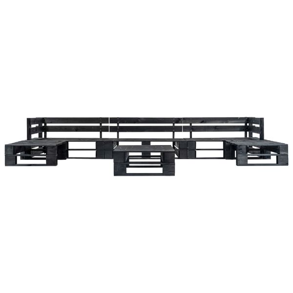 vidaXL Σαλόνι Κήπου 6 Τεμαχίων από Παλέτες Μαύρο Ξύλινο