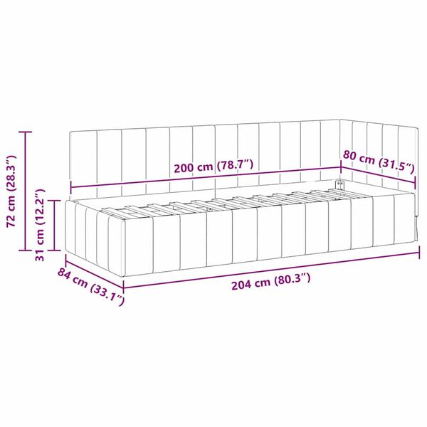 vidaXL Κρεβάτι Γωνίας με κεφαλάρι Μπορντό 80 x 200 cm Βελούδο