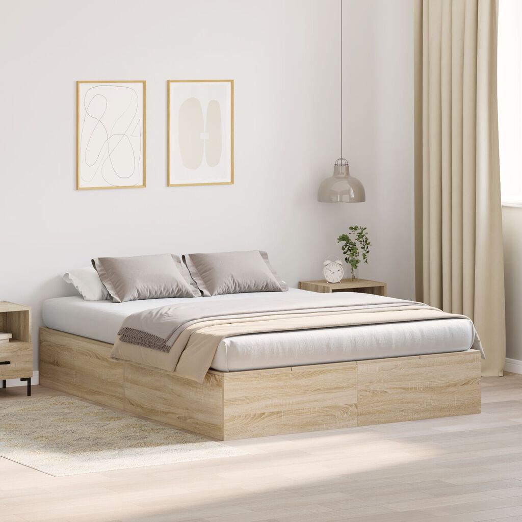 vidaXL Κρεβάτι Αποθήκευσης Σονομα Δρυς 140x200 εκ