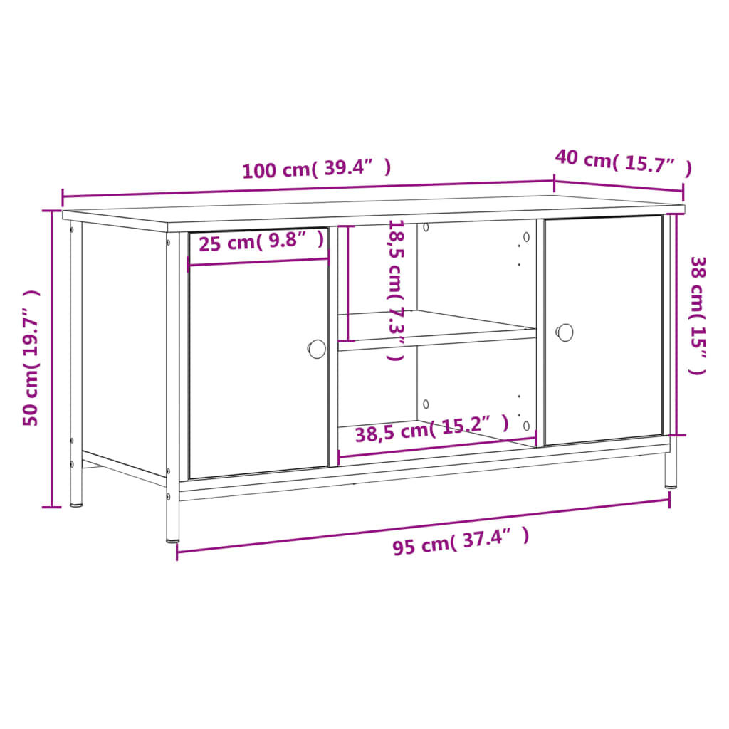vidaXL Έπιπλο Τηλεόρασης Γκρι Sonoma 100x40x50 εκ. από Επεξεργ. Ξύλο