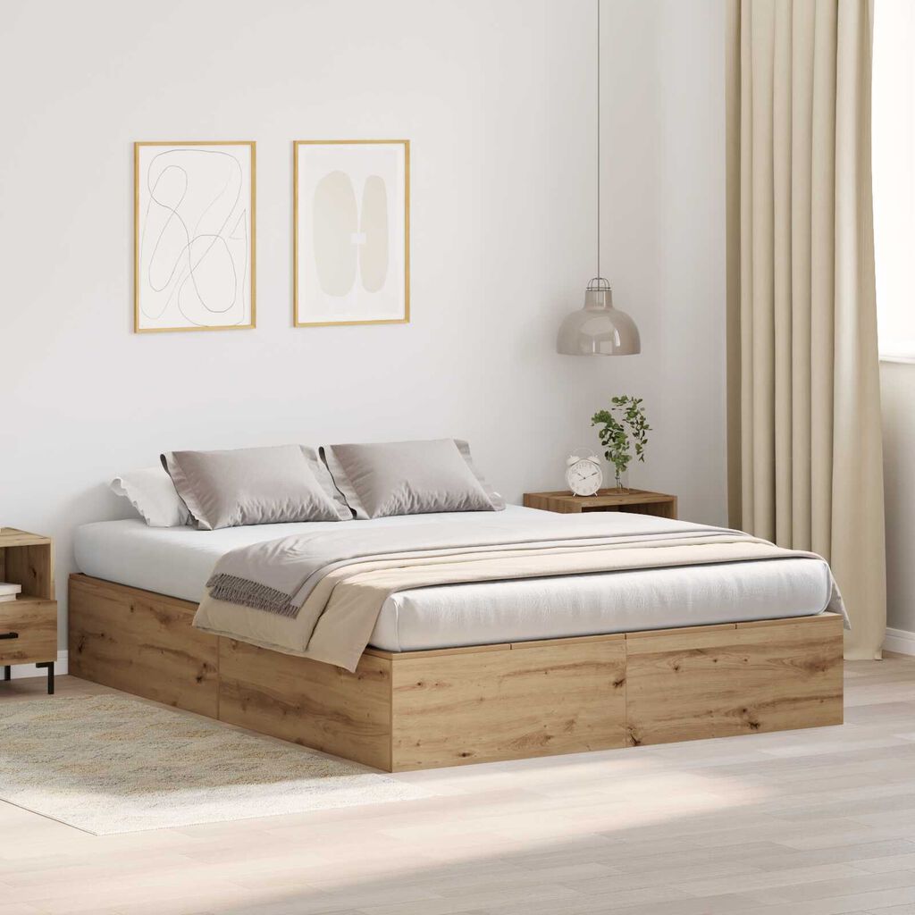 vidaXL Κρεβάτι αποθήκευσης Artisan Oak 150x200 εκ