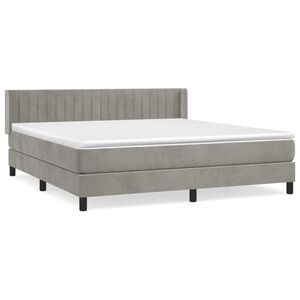 vidaXL Κρεβάτι Boxspring με Στρώμα Ανοιχτό Γκρι 180x200 εκ. Βελούδινο