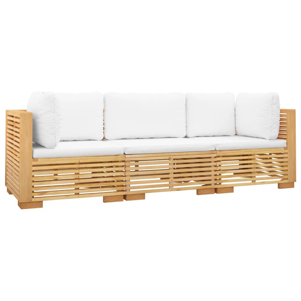 vidaXL Σαλόνι Κήπου Σετ 3 Τεμαχίων από Μασίφ Ξύλο Teak με Μαξιλάρια