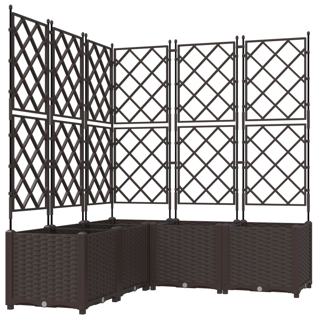 vidaXL Γλάστρα κήπου με πλέγμα 5 τεμ Καφέ 120x120x143 εκ
