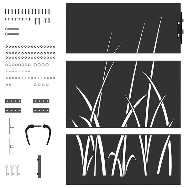 vidaXL Πύλη Κήπου Μαύρο 105 x 125 cm Ατσάλι με Επικάλυψη Πούδρας